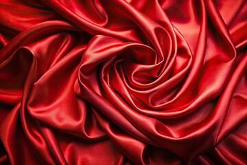 Obraz premium Aerial view: opulent red satin, luxurious waves, textured elegance captured by drone photography.