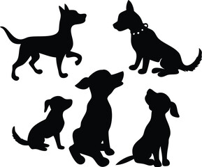 Black Dog Silhouettes - High-Quality Vector Pack for Design