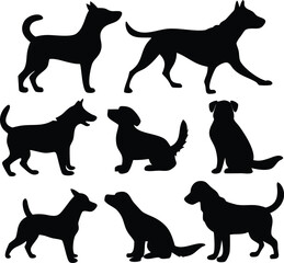 Dog Pose Silhouette Icons - Creative Vector Clipart Collection