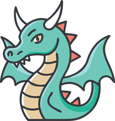 Cute Green Dragon Clipart - High-Quality Vector Illustration