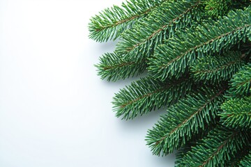 A close-up view of a pine tree branch with needles and cones, great for nature or outdoor themed projects