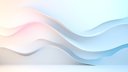 Obraz premium Abstract 3D waves in soft pastel colors create a sense of movement and fluidity, perfect for modern design backgrounds.