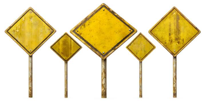 yellow traffic sign with shadow