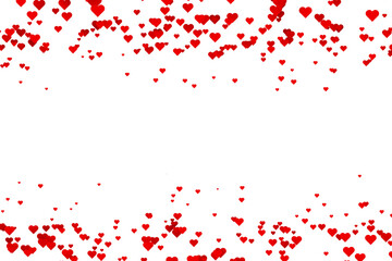 Red hearts isolated on white with copy space illustration.