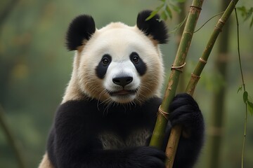 Obraz premium giant panda and bamboo