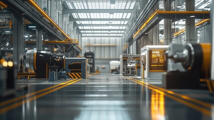 Fototapeta premium Modern Factory Interior: A Glimpse into Automated Manufacturing