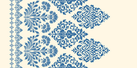  floral pattern with paisley and indian flower motifs. damask style pattern for textile and decoration Traditional Scribble Style Hand Drawn Ikat Seamless Vector Pattern Trendy Fashion Colors Perfect