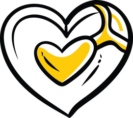 Abstract Heart Icon with Yellow Accent – Vector Design