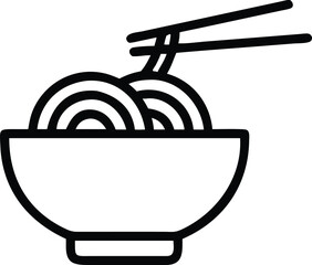 Minimalistic Noodle Bowl Vector with Chopsticks
