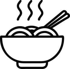 Minimalistic Noodle Bowl Vector with Chopsticks

