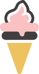 Pink Ice Cream with Cone – High-Quality Vector File