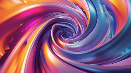 Fototapeta premium An abstract 3D rendering of swirling, glossy shapes in shades of blue, purple, pink, and orange. The shapes create a sense of movement and depth.