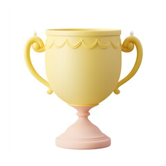 3D icon of a yellow trophy cup simple design on white background