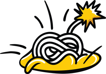 Minimalistic Spaghetti Vector Illustration with Sauce Splash
