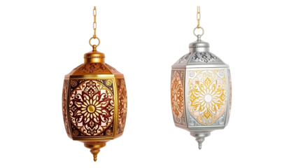 Hanging Ramadan Lanterns isolated on transparent background