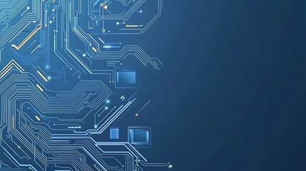 Abstract Technology Background Futuristic Circuit Board Design with Glowing Lines and Microchips