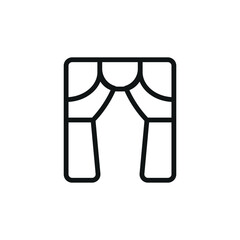 Curtains blinds icon represents window coverings and interior decor, perfect for home design, privacy concepts, and furniture illustrations.