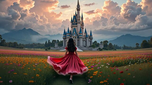 girl running to castle