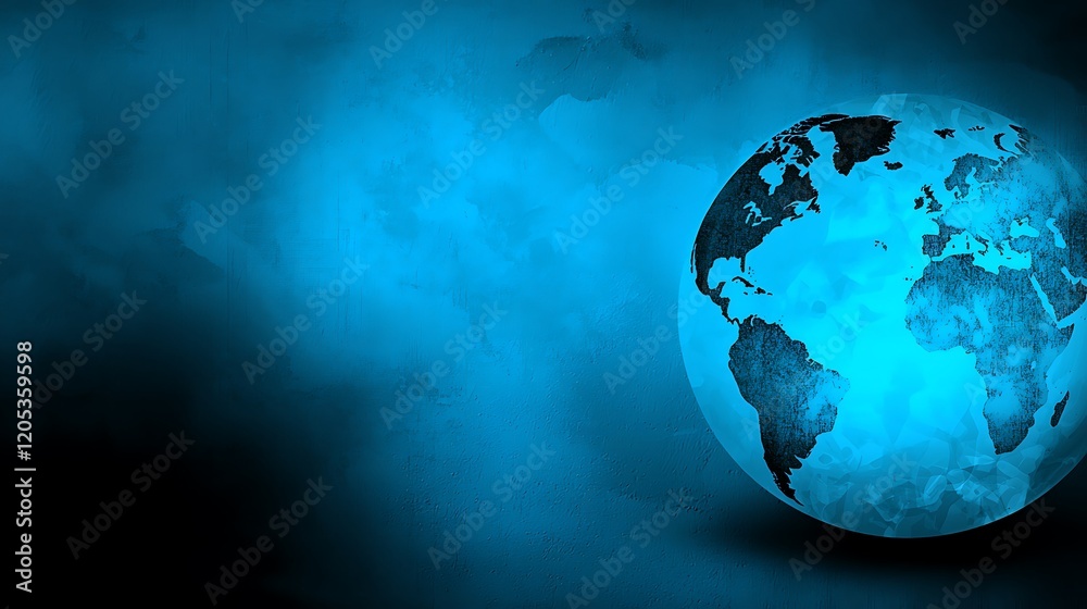 Aufkleber global network connection abstract blue world map background