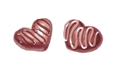 Chocolate candy. Sweet hearts. Watercolor illustration 