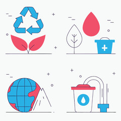 Eco Icons: Minimalist Blue & White Ecology Symbols for Sustainable Design set leaf tree logo green  