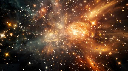 Obraz premium A photo of fireworks in a cosmic storm.