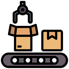 Fototapeta premium Production Line Outline Color Icon