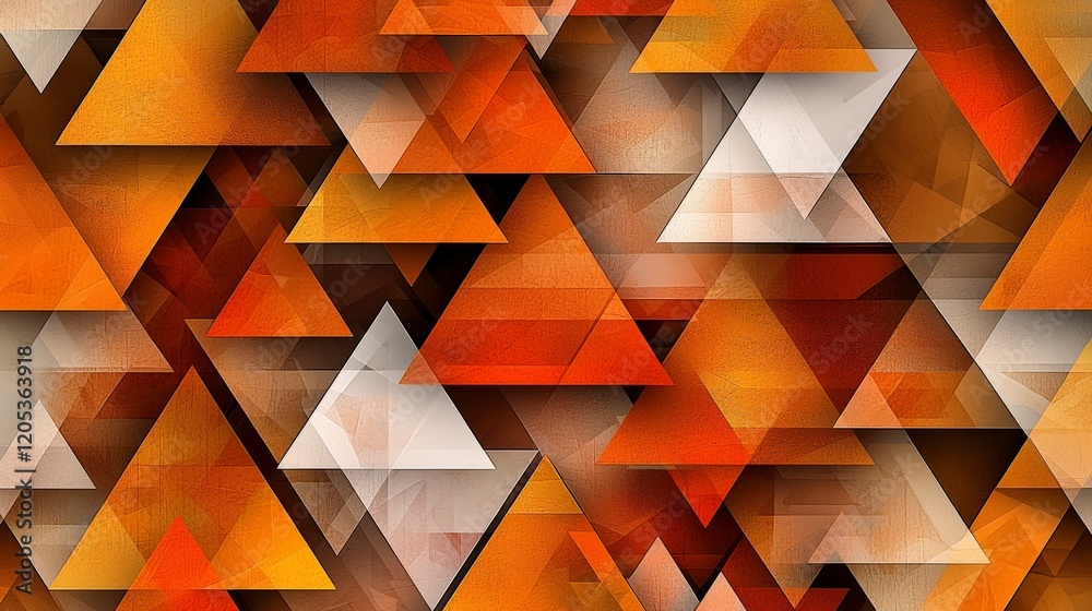 Poster layered triangles in warm shades of orange and brown abstract art digital creation modern design art