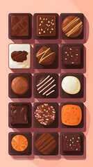 Assortment of delicious chocolates in a box, perfect for gifting or indulgence.