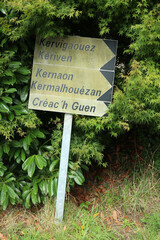 Direction signs for walking trails - Brittany - France