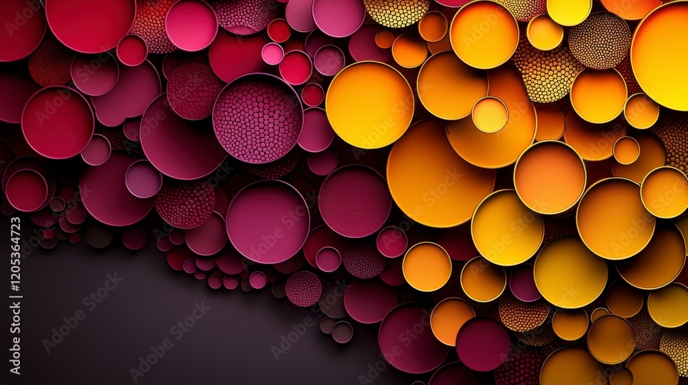 Fototapete Dynamic colorful circles display abstract background graphic design modern art close-up visual appeal for innovation
