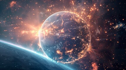 Obraz premium A photo of fireworks reflecting off an ice plane