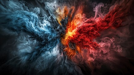 Fototapeta premium Dynamic composition colorful volcano-inspired abstract art featuring vivid explosions and creative concepts