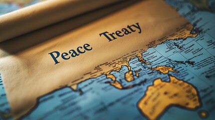 Naklejka premium peace treaty world map historic