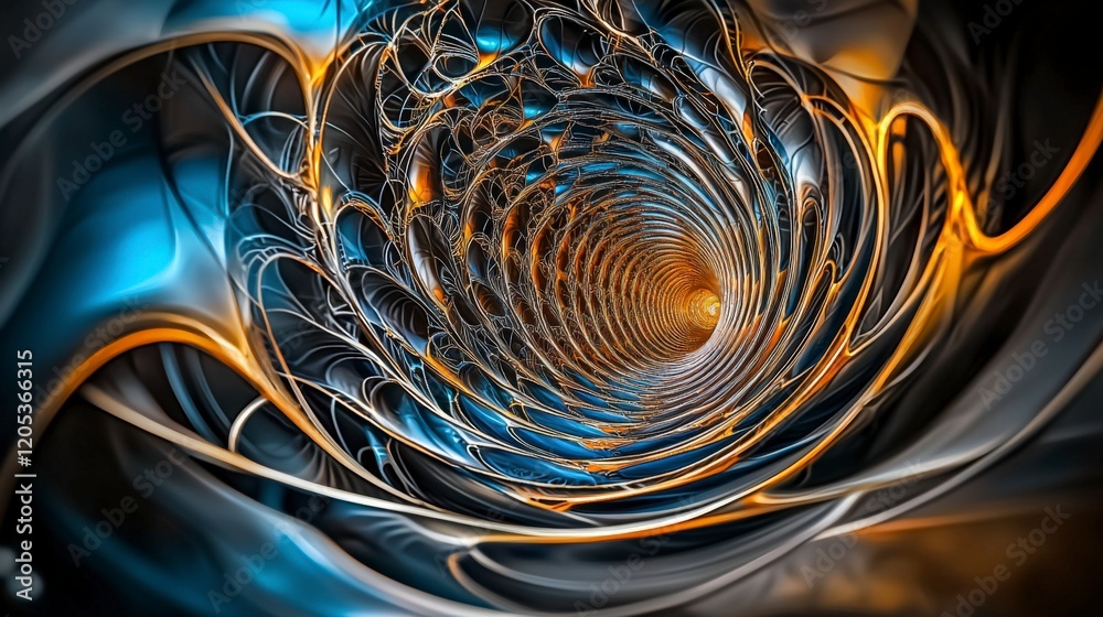 Aufkleber Dynamic spiral patterns of curved lines in a hypnotic space abstract art immersive environment visual concept