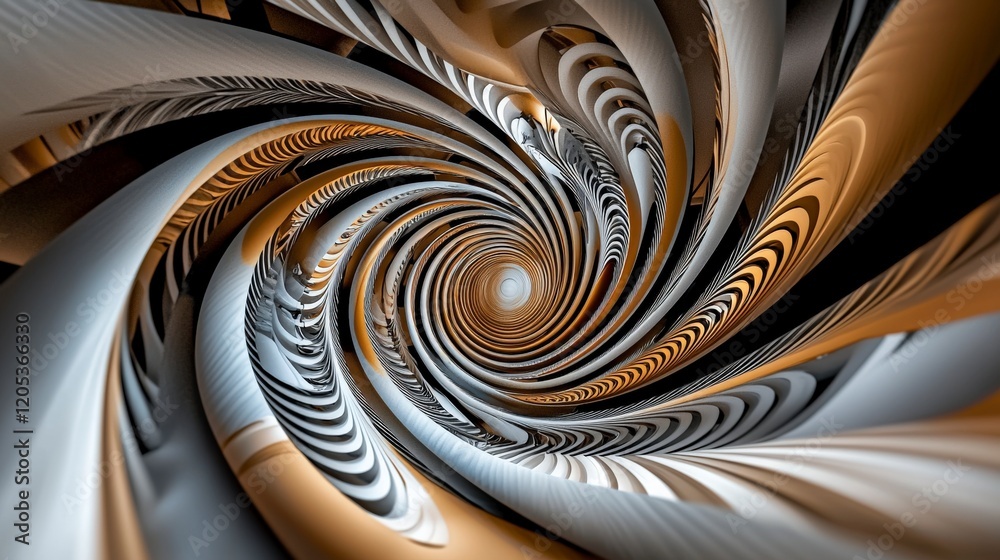 Aufkleber Curved lines swirling in a spiral pattern gradually in abstract design digital art modern environment artistic perspective
