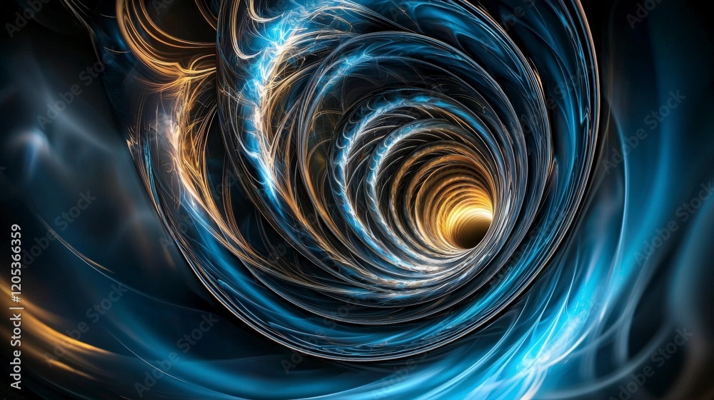 Poster Curved lines swirling in a spiral pattern gradually in digital art abstract composition vivid colors cosmic vortex