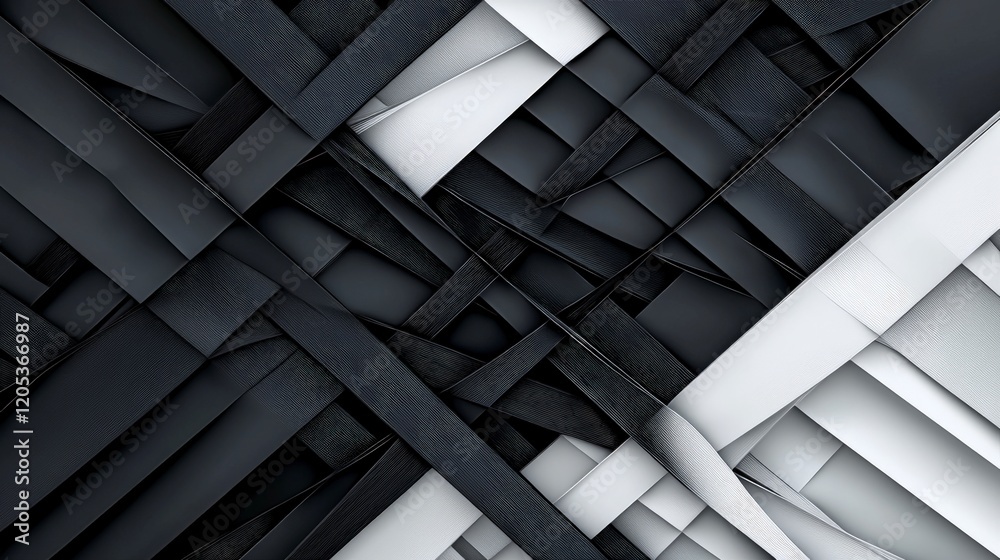 Fototapete dynamic black and white diagonal lines intersecting abstract art digital design modern atmosphere cl
