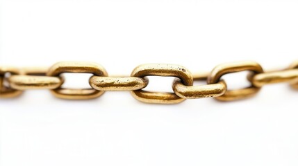 Obraz premium A shiny gold chain elegantly displayed on a pristine white surface, highlighting its intricate design and luxurious appeal.