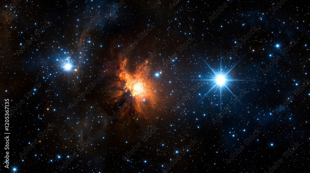 Poster Exploding star in deep space cosmic phenomenon celestial event vast universe stellar viewpoint radiant light concept