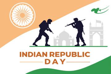 happy republic day vector art silhouettes style with white background 