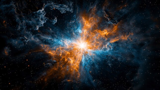 Radiant supernova explosion in deep space cosmic landscape digital art celestial environment vibrant viewpoint