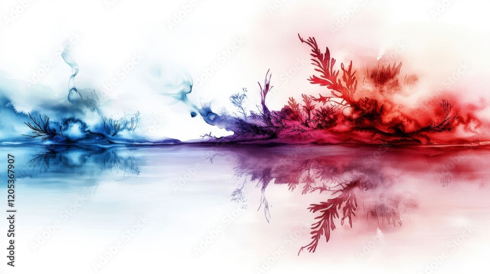 Aufkleber Fluid watercolor blending in delicate tones merging to bced abstract art digital artwork soft environment artistic viewpoint