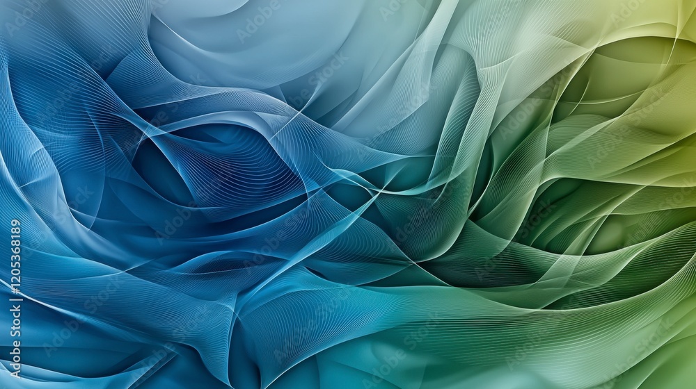 Aufkleber dynamic flowing patterns of blue and green curves abstract design digital art contemporary style ele