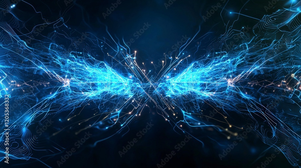 Aufkleber dynamic glowing blue electrical circuit lines seamlessly intertwined futuristic digital environment 