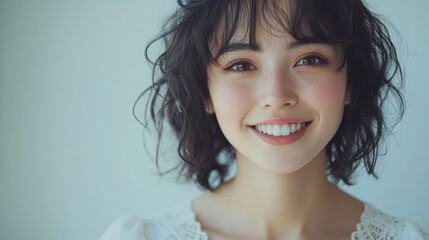 The front portrait professional shot of an smilling Asian woman