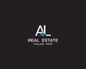 Modern Letter AL and real estate logo design