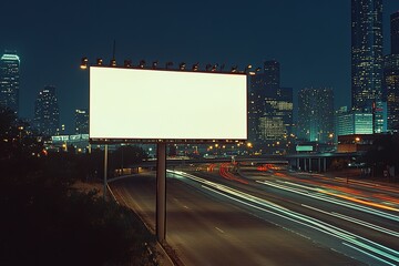 Blank billboard in Times Square at night