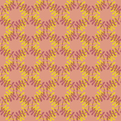 Vector, seamless, geometric, simple, hand drawn twig leaf pattern, suitable for digital, print, and interior design.