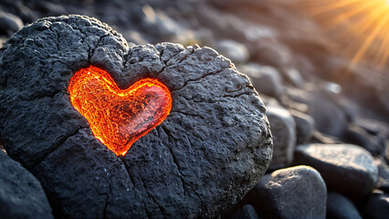 Fototapeta premium red heart on the stone